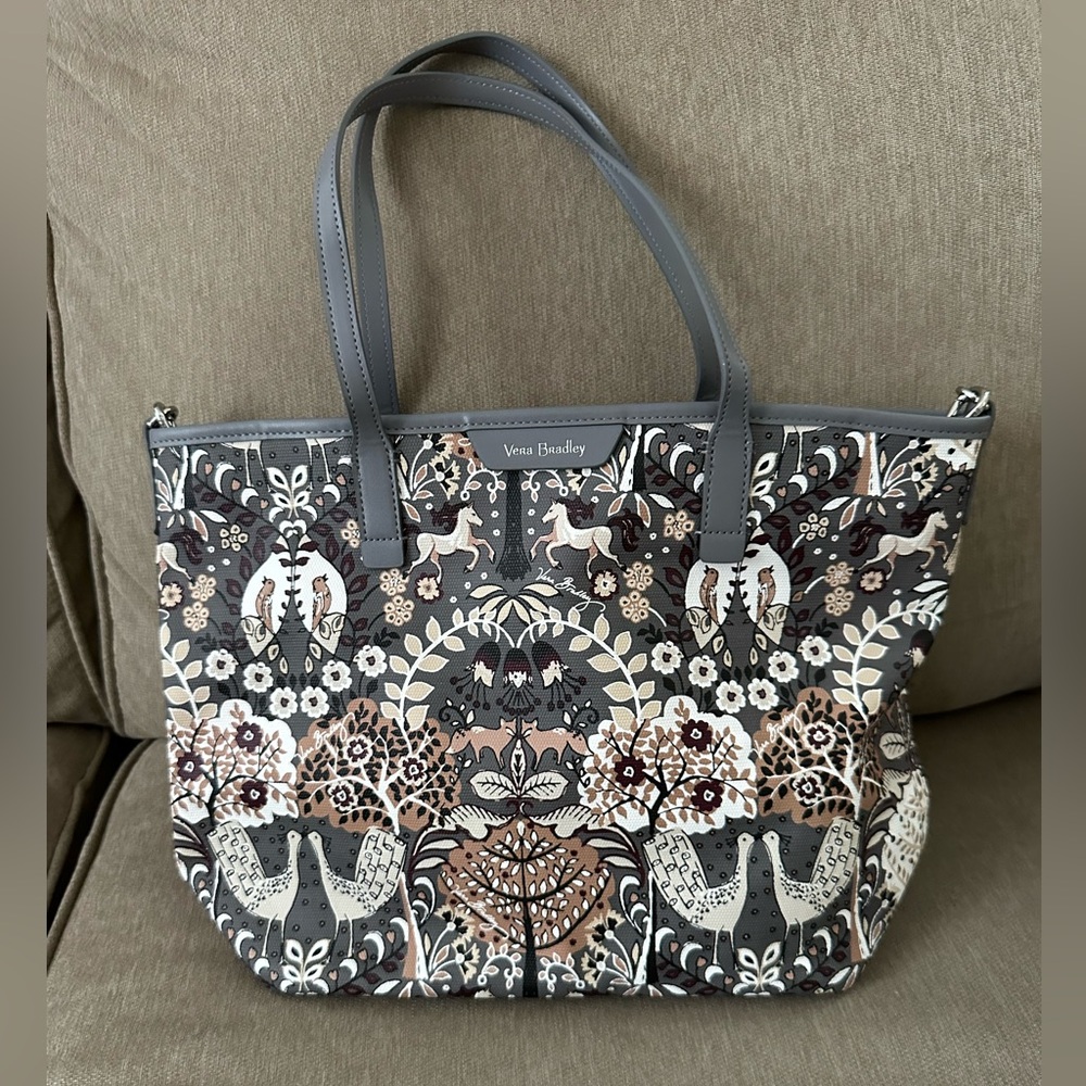 Brand New Vera Bradley Gray and Brown Elegant Tote